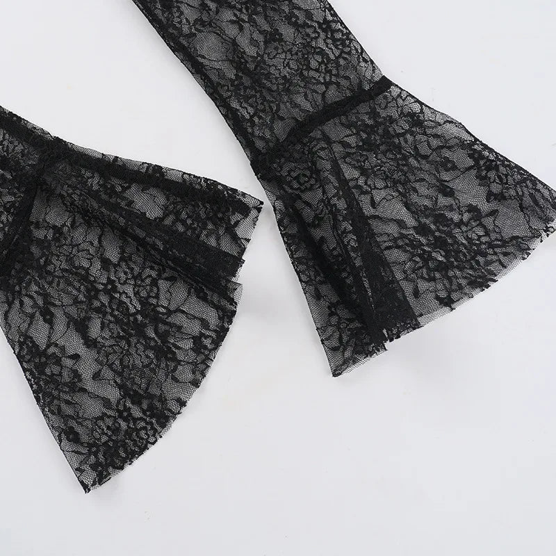 Lace corset top with lace sleeve decoration - Mila