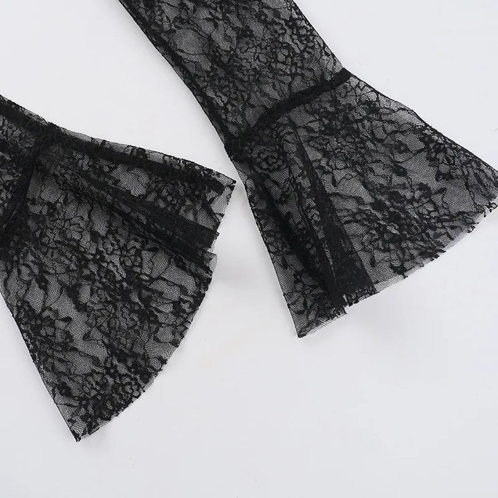 Lace corset top with lace sleeve decoration - Mila