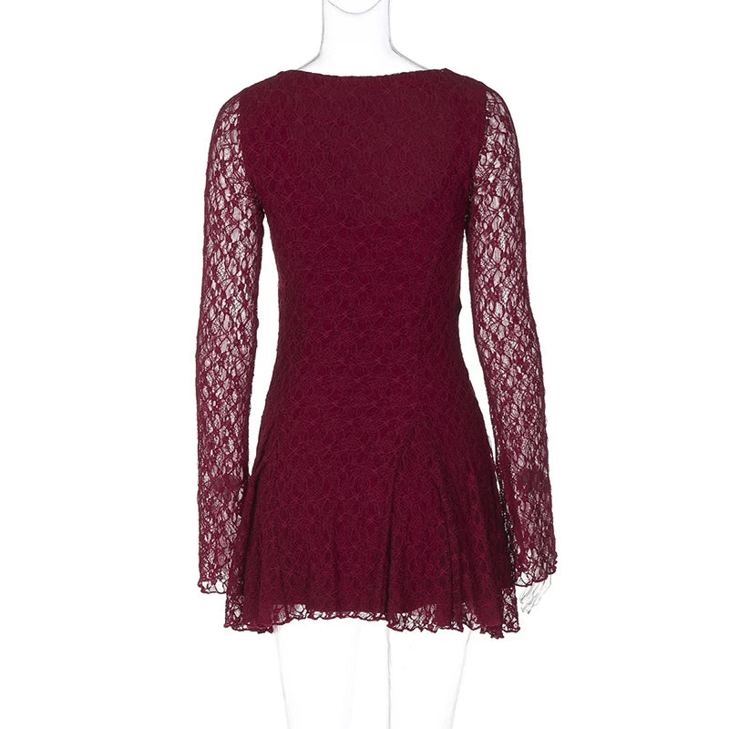 Ruffled Lace Mini Dress - Galina