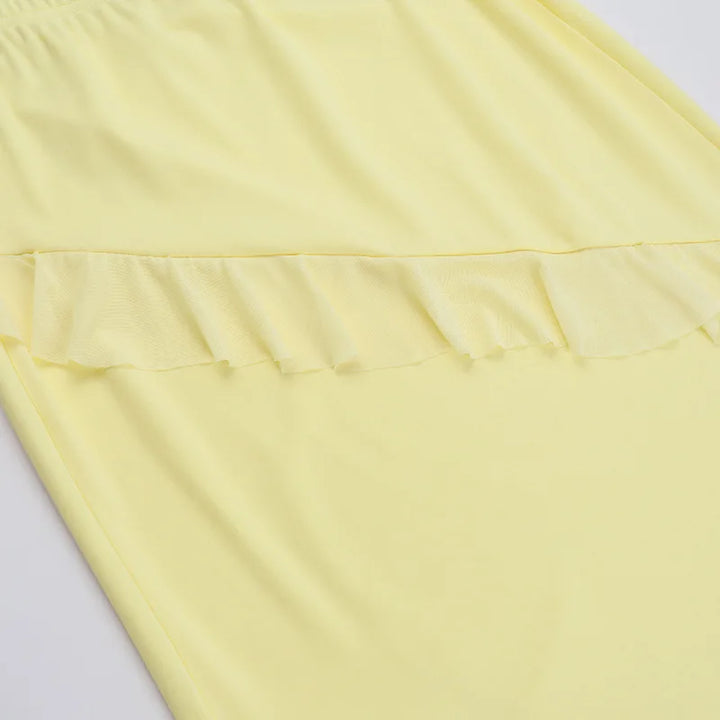 Two-Piece Set with Strapless Top and Maxi Skirt with Ruffle Detail - Sunny