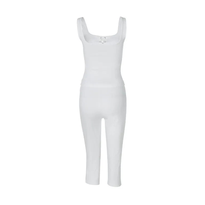 Two-piece set tie top and three-quarter leggings - Nadia