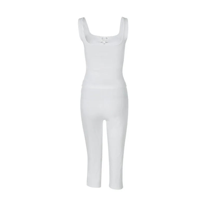 Two-piece set tie top and three-quarter leggings - Nadia