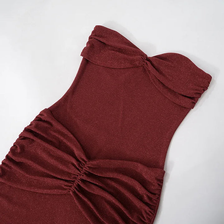 Strapless Maxi Dress with Glitter and Ruching Design - Harlee
