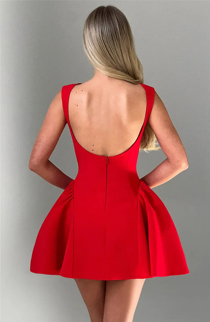 A-Line Mini Dress with Open Back - Mali
