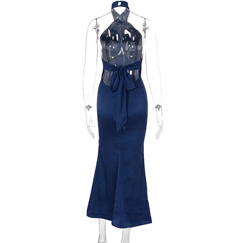 Elegant Maxi Dress with Cross Design and Open Back - Rachel