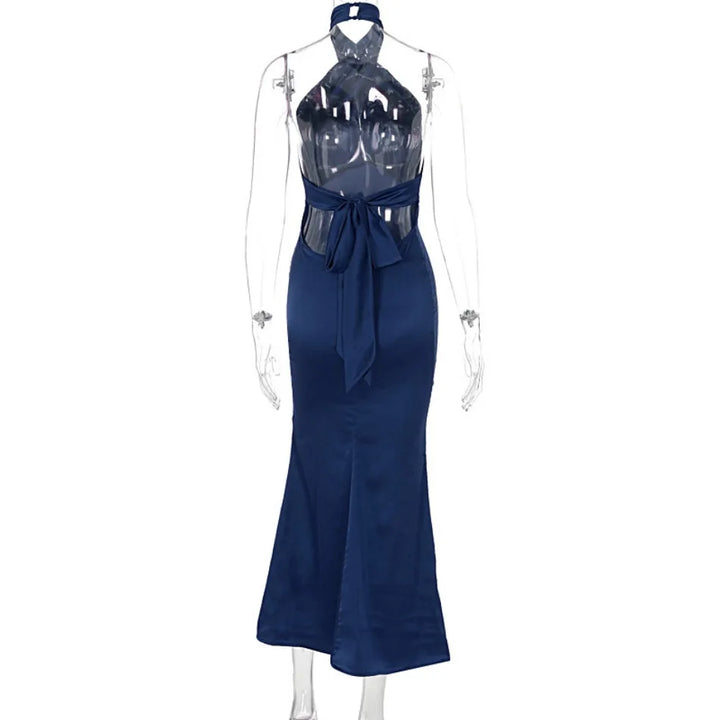 Elegant Maxi Dress with Cross Design and Open Back - Rachel