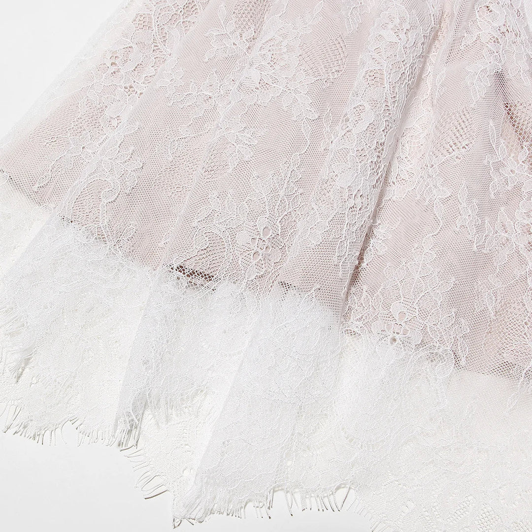 Elegant Maxi Lace Dress with Lace Sleeve Overlay - Ilia