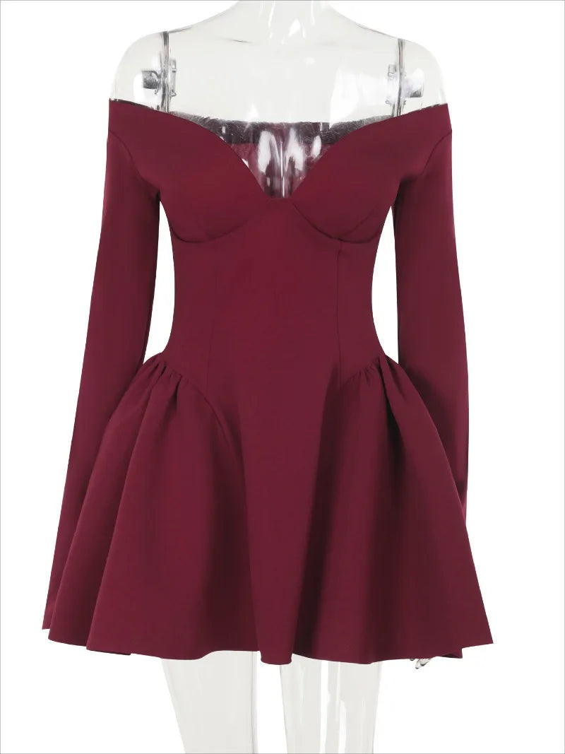 A-Line Mini Dress with Off-the-Shoulder Design - Bailey