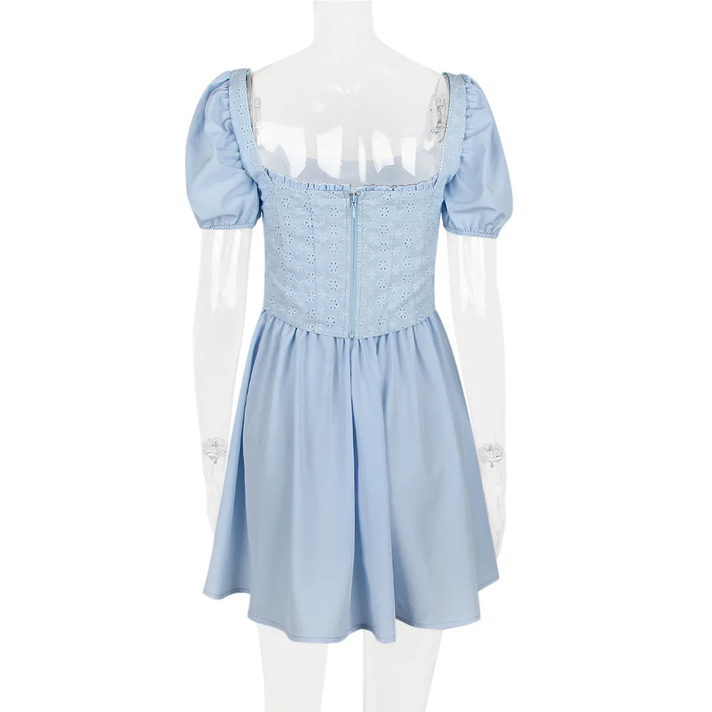 Country-style mini dress with corset design - Techelet