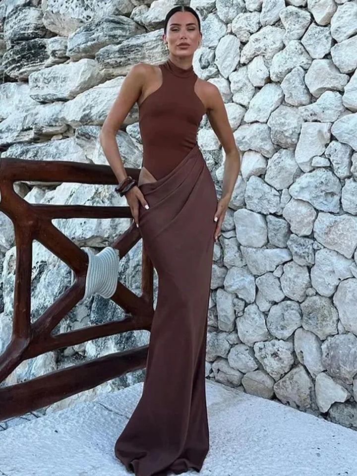 Maxi Dress with Fitted Bodysuit and Satin Skirt - Maris
