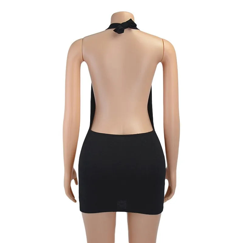 Mini dress with collar and open back - Donna