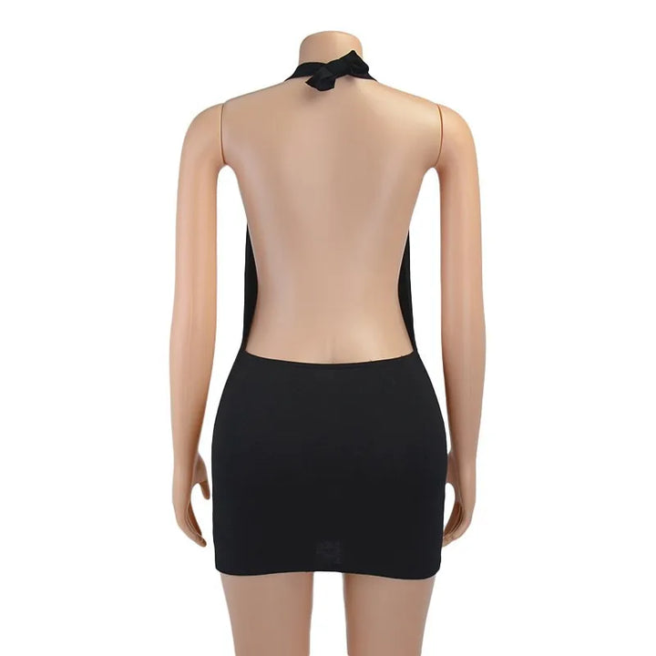 Mini dress with collar and open back - Donna