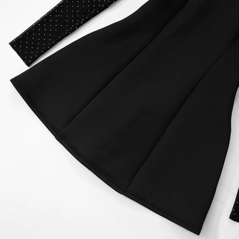 Mini Dress with Glitter Mesh Sleeves - GADE