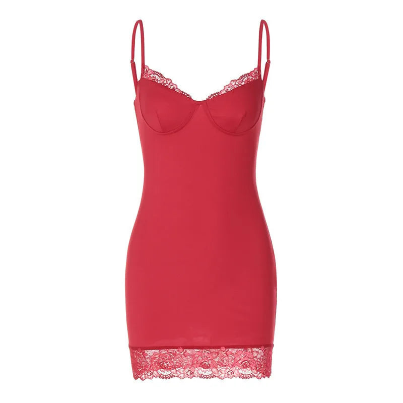 Fitted mini dress with lace decoration - Alice