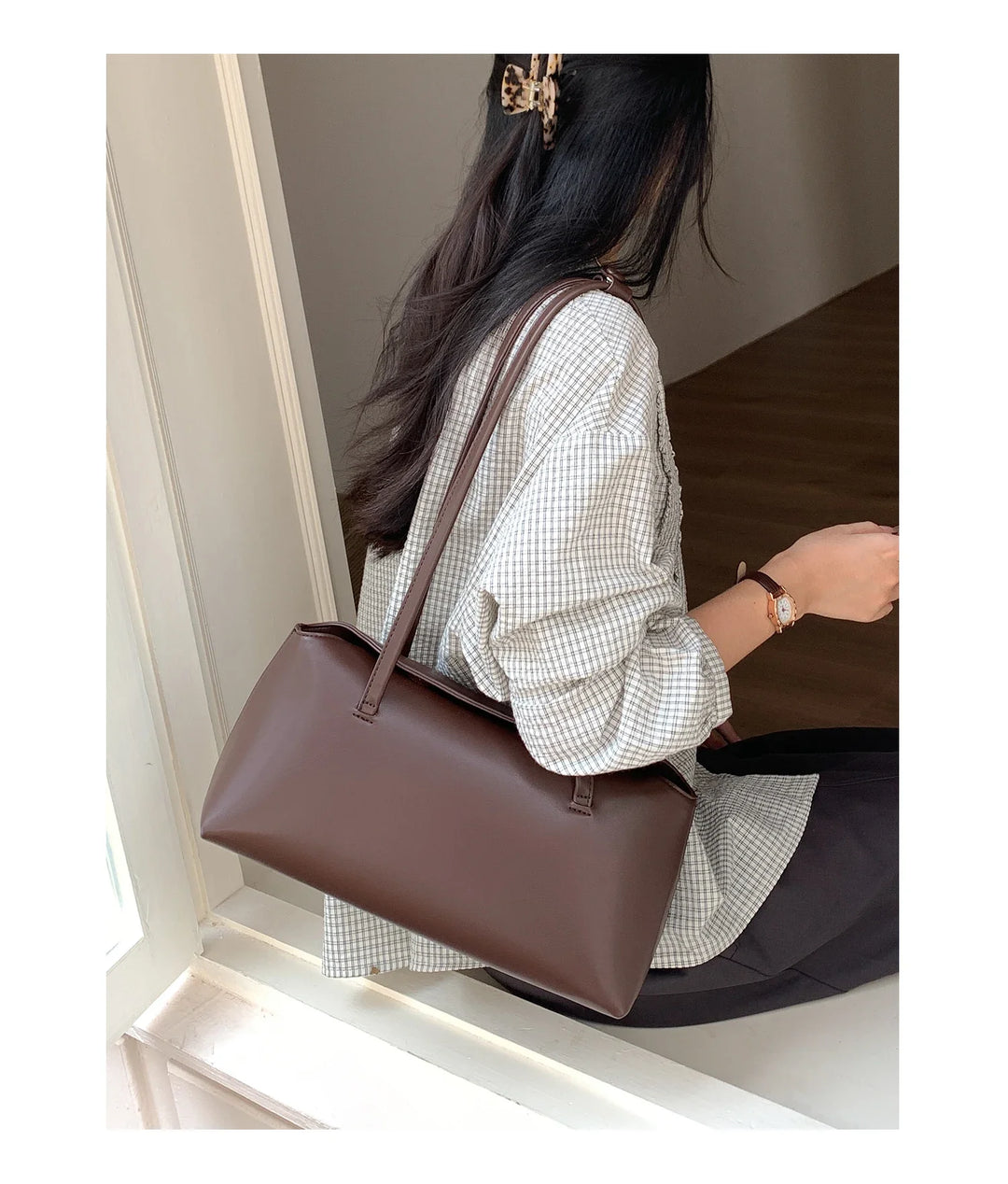 תיק דמוי עור בעיצוב מלבני