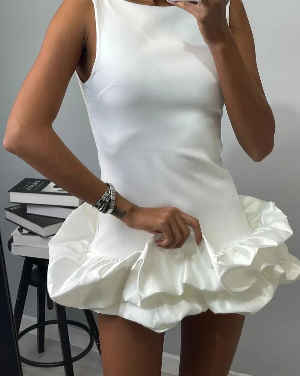 Mini Dress with Whipped Cream Design - Rosalie