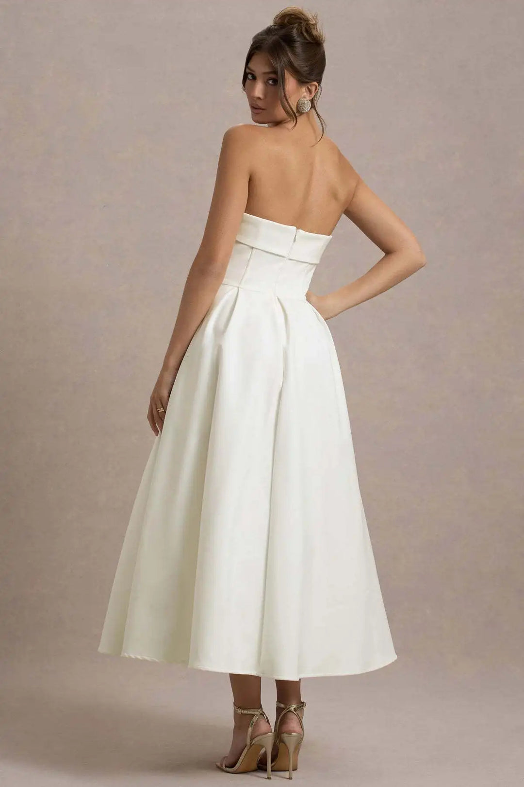 Elegant strapless midi dress - Sandra