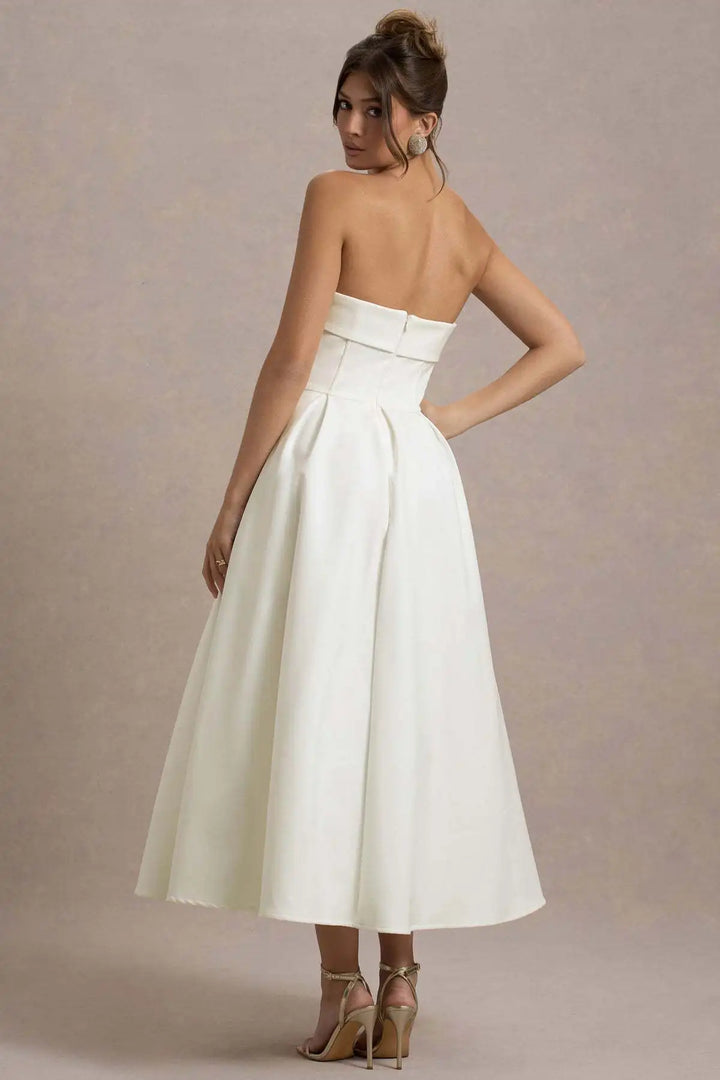 Elegant strapless midi dress - Sandra
