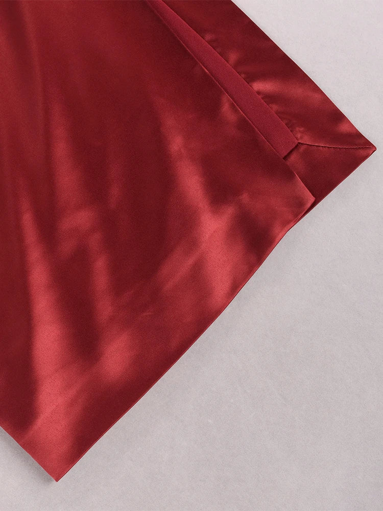 Elegant Satin Maxi Dress with Deep Slit - Venice