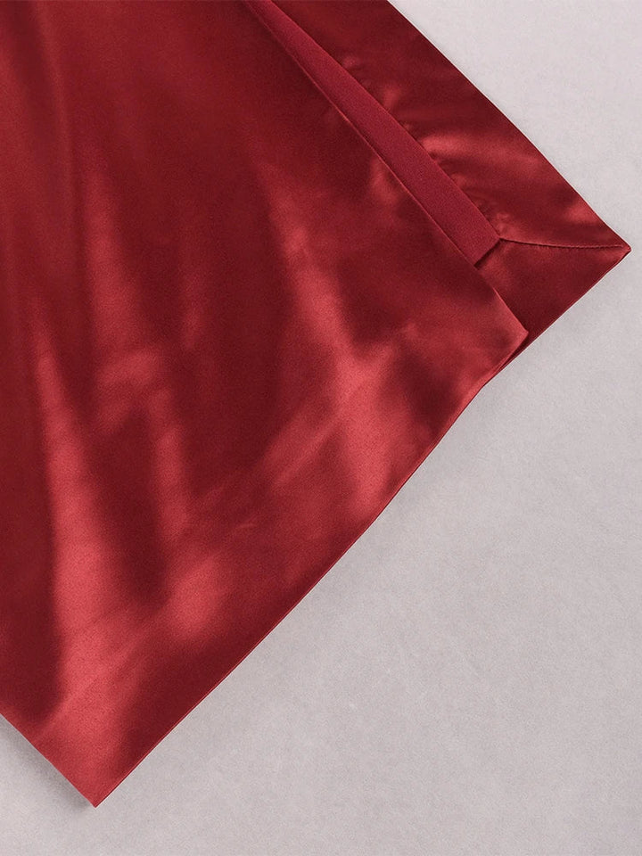 Elegant Satin Maxi Dress with Deep Slit - Venice
