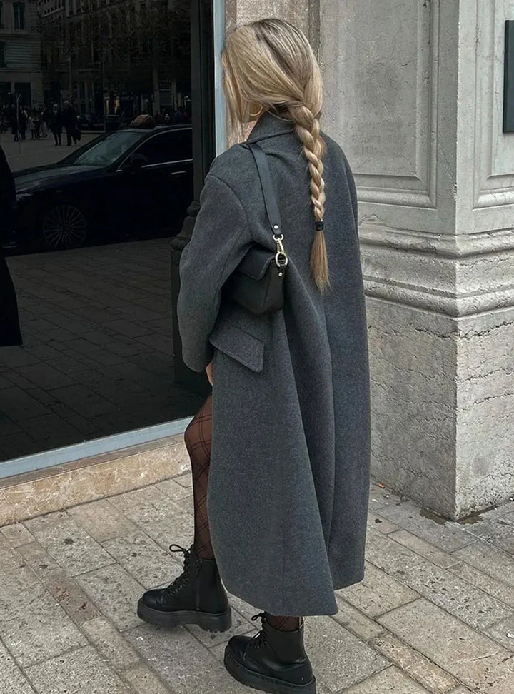 Long Tailored Wool Coat with Button Details - Paris