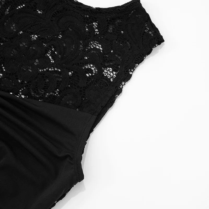 Lace mini dress decorated with trailing tie - Karin