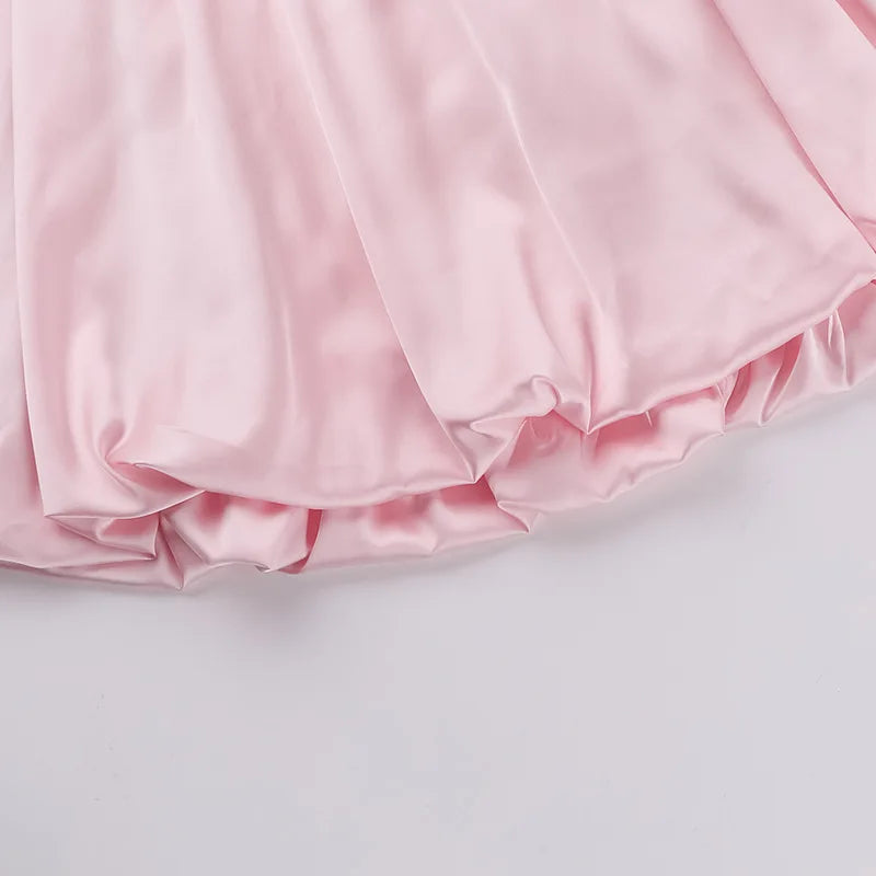Balloon Cut Strapless Satin Mini Dress - Jimmy