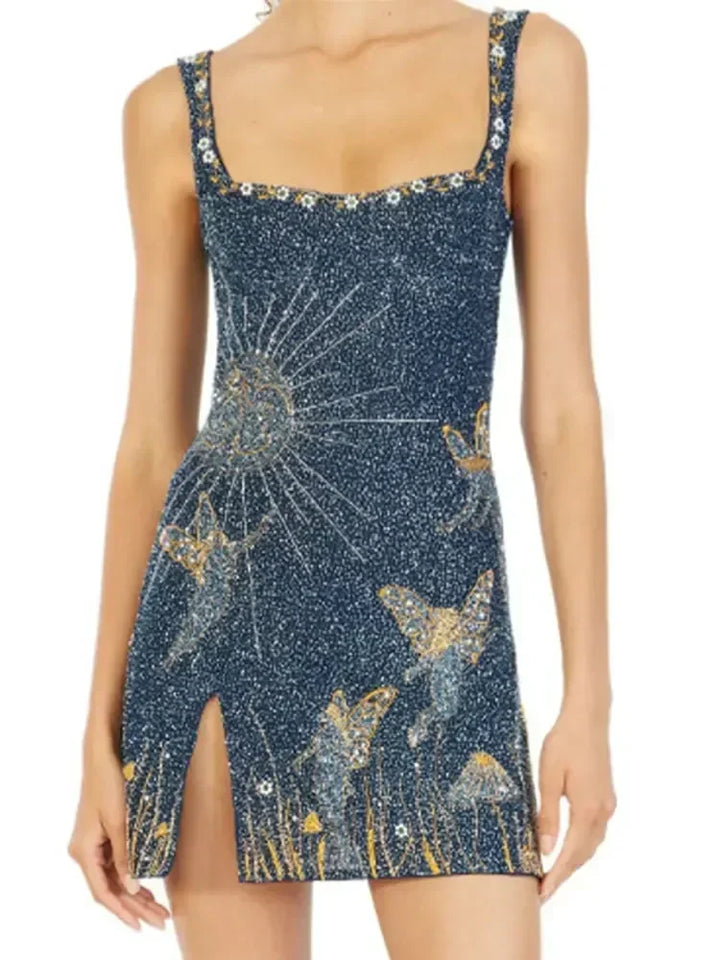 3D Print Sequin Mini Dress - Celine
