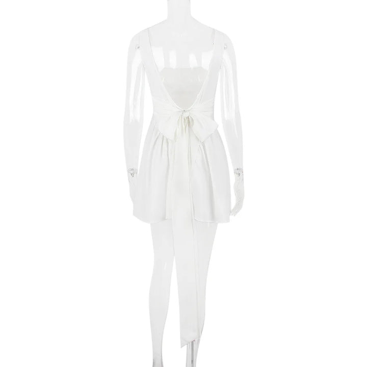 A-Line Mini Dress with Back Bow Tie - Linda
