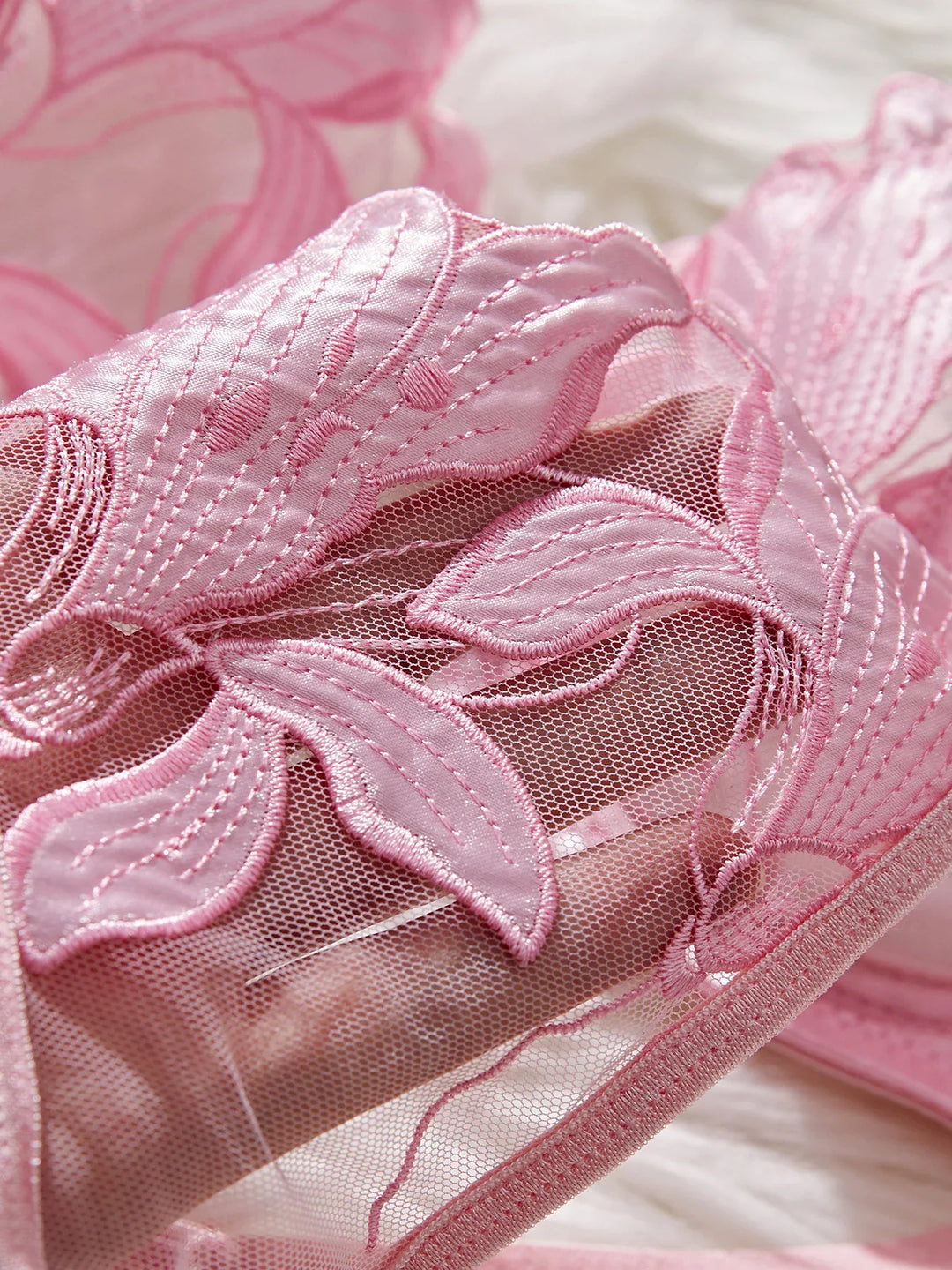 Sheer Set with Leaf Embroidery - Molly