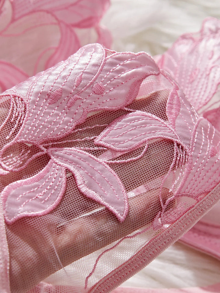 Sheer Set with Leaf Embroidery - Molly