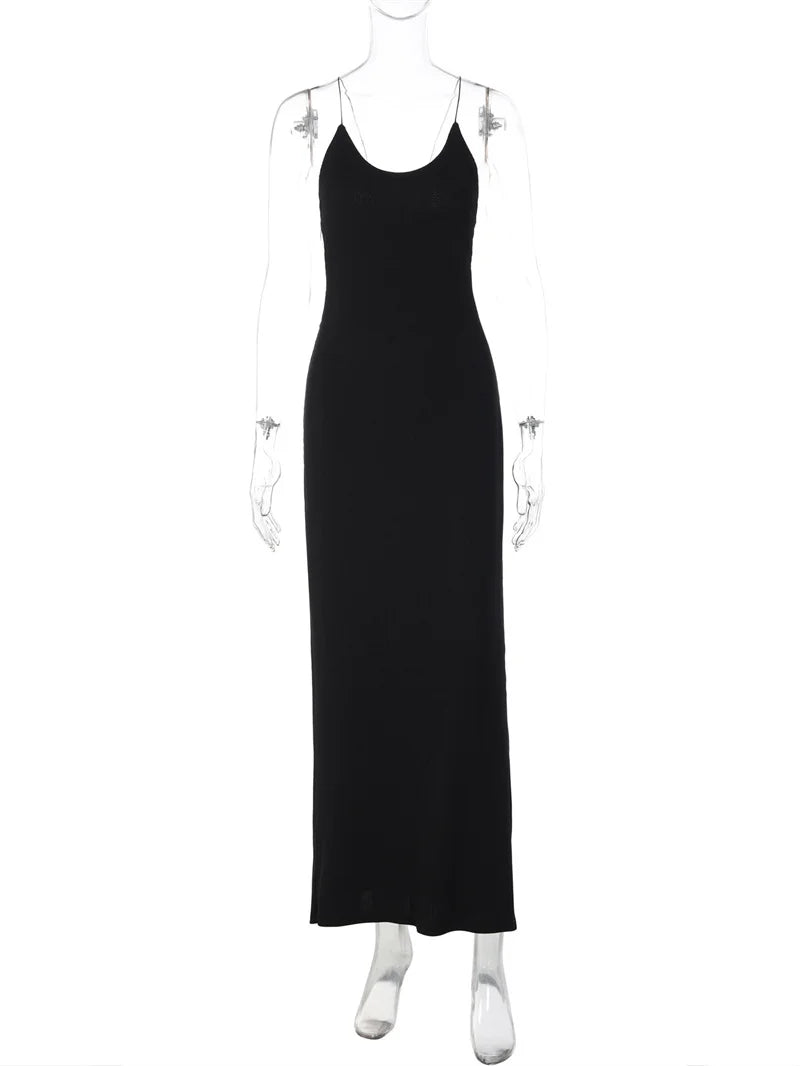 Knitted maxi dress with an open back - Louis