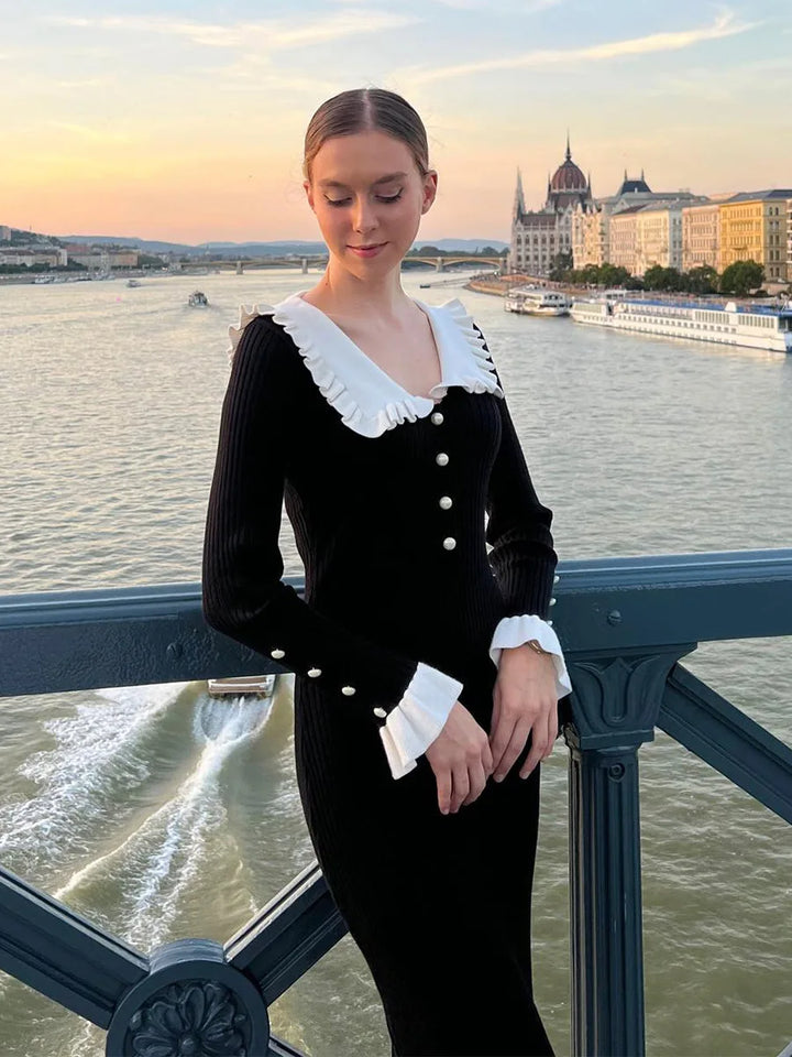 Vintage Style Knitted Midi Dress - Love