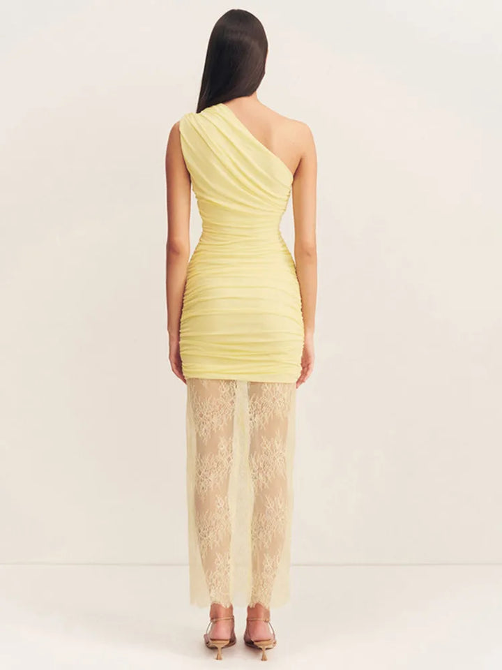 Maxi dress with ruching and lace design - Ameriza