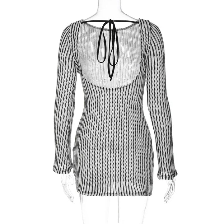 Striped Mini Dress with Open Back - Clara