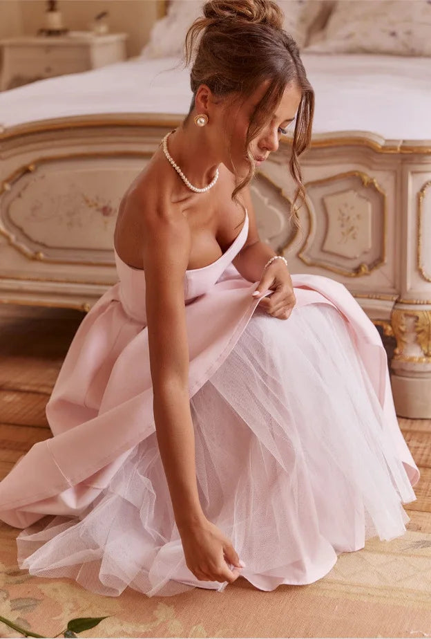 Strapless midi dress in A-line cut - Arya