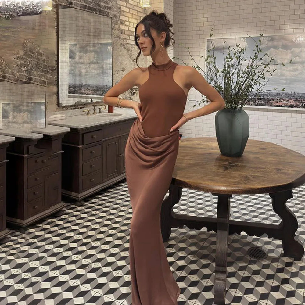 Maxi Dress with Fitted Bodysuit and Satin Skirt - Maris