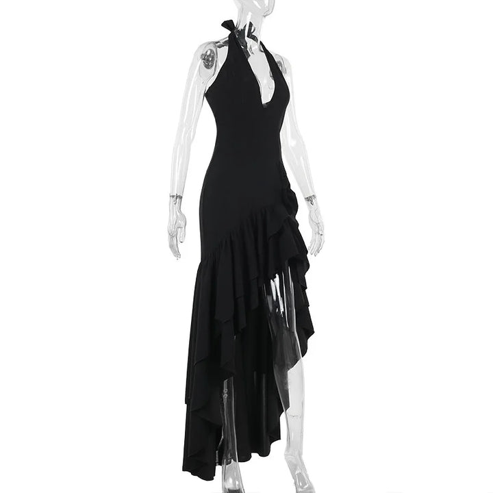 Maxi Dress with Ruffle and Open Back - Rosalina