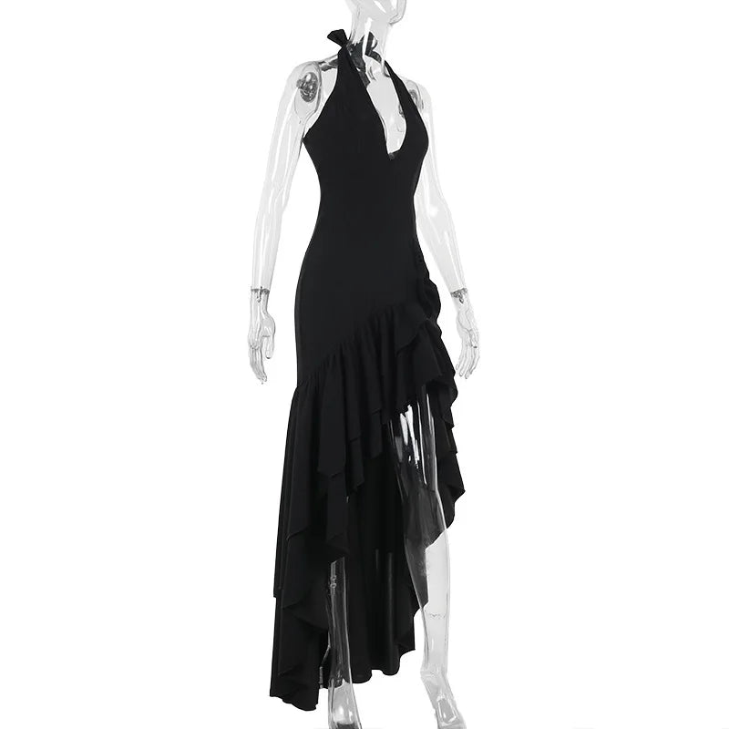 Maxi Dress with Ruffle and Open Back - Rosalina
