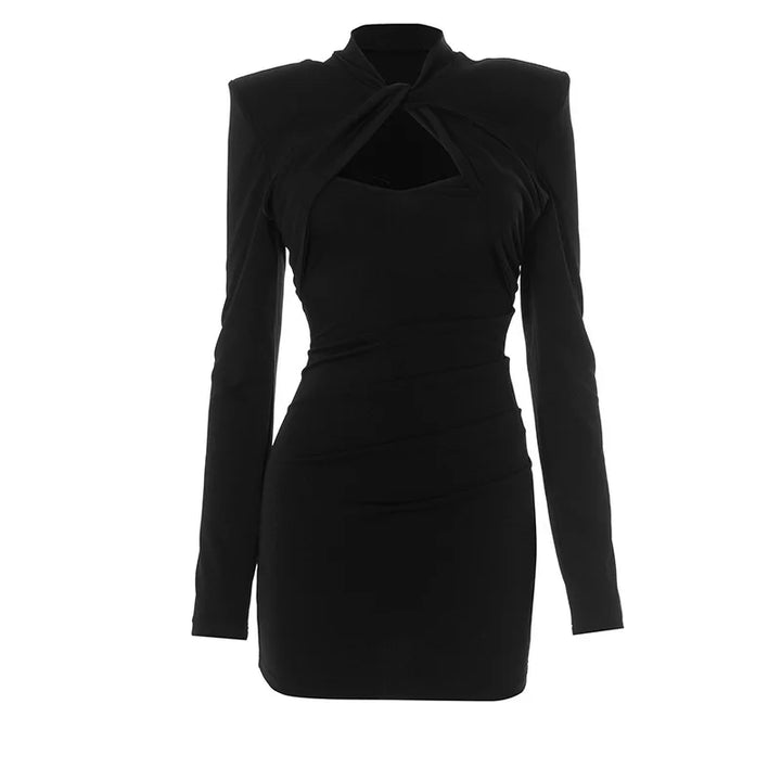 Fitted Mini Dress with Cross Design - Serena