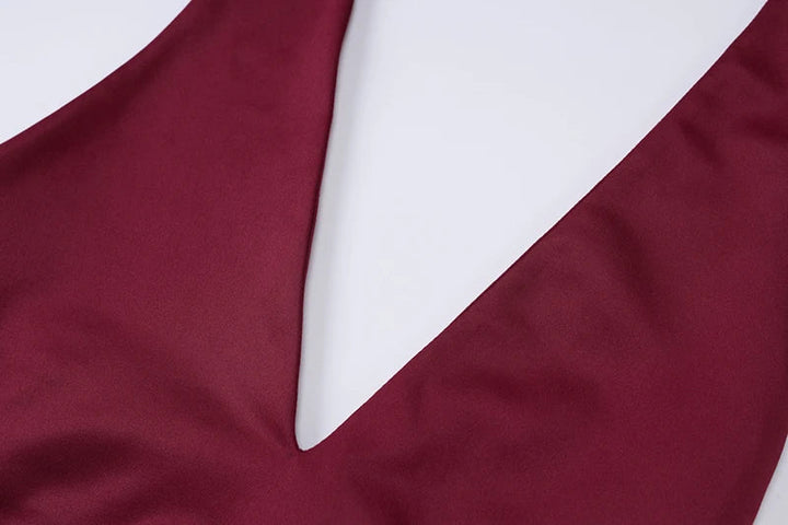 Mini A-line dress with V-neck and neck tie - Yolanda