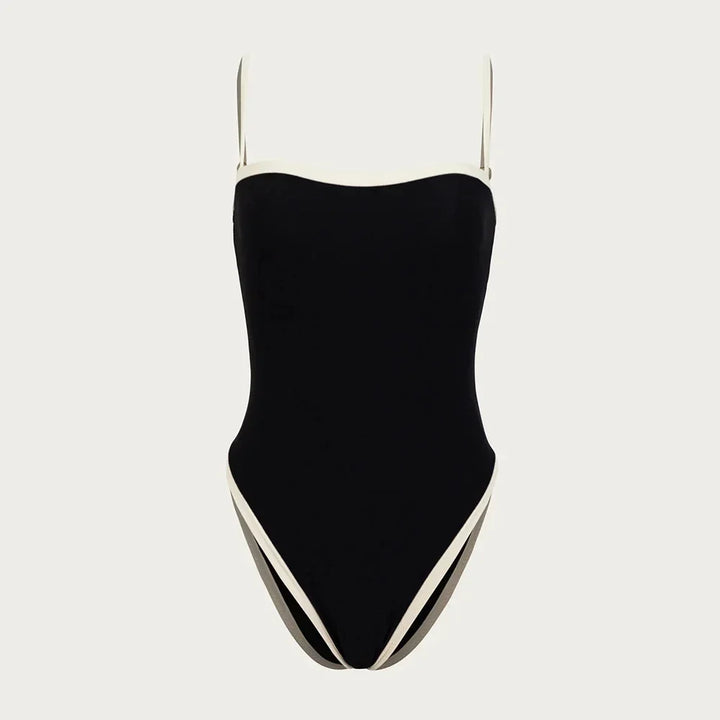 One-Piece Swimsuit with High Cut and Spaghetti Straps - Ariyah