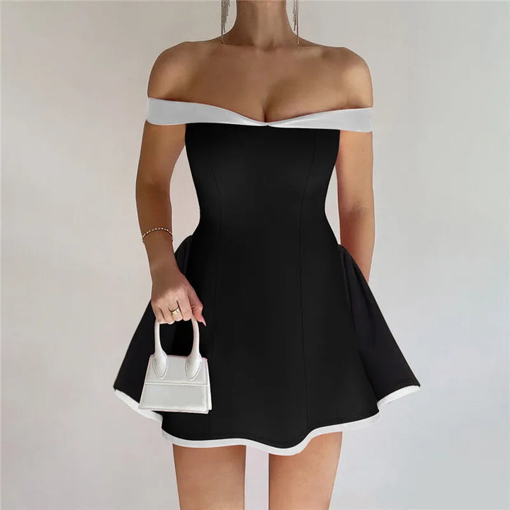 Mini A-line dress with off-shoulder - Margo