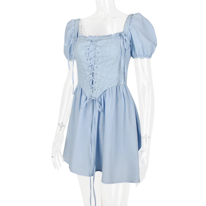 Country-style mini dress with corset design - Techelet