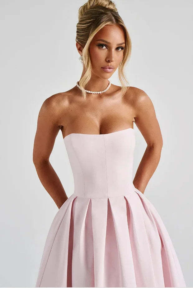 Strapless midi dress in A-line cut - Arya