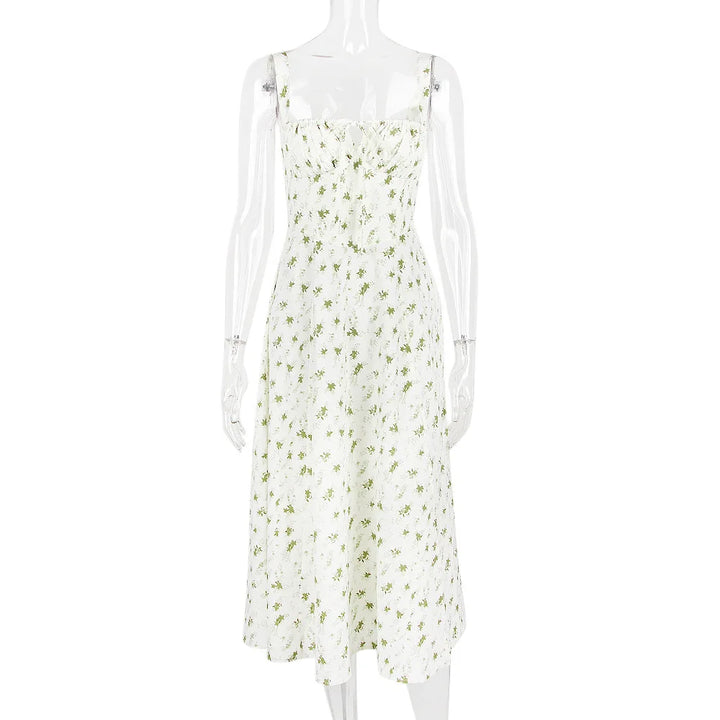 Summer Midi Dress with Rustic Design and Slit Decoration - Angelica