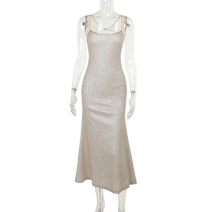 Sequin maxi dress with open back - SPARKLE