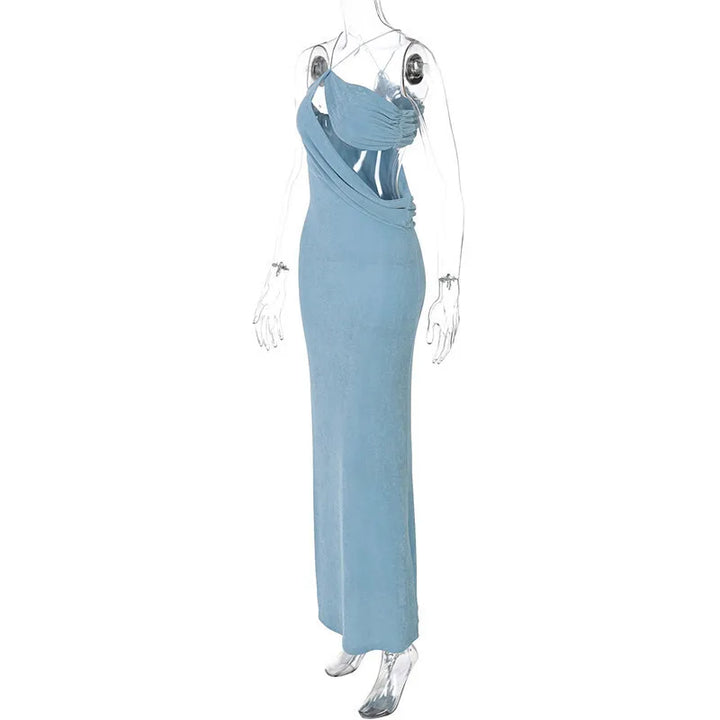 Knitted Maxi Dress with One-Shoulder Cutout - Ember