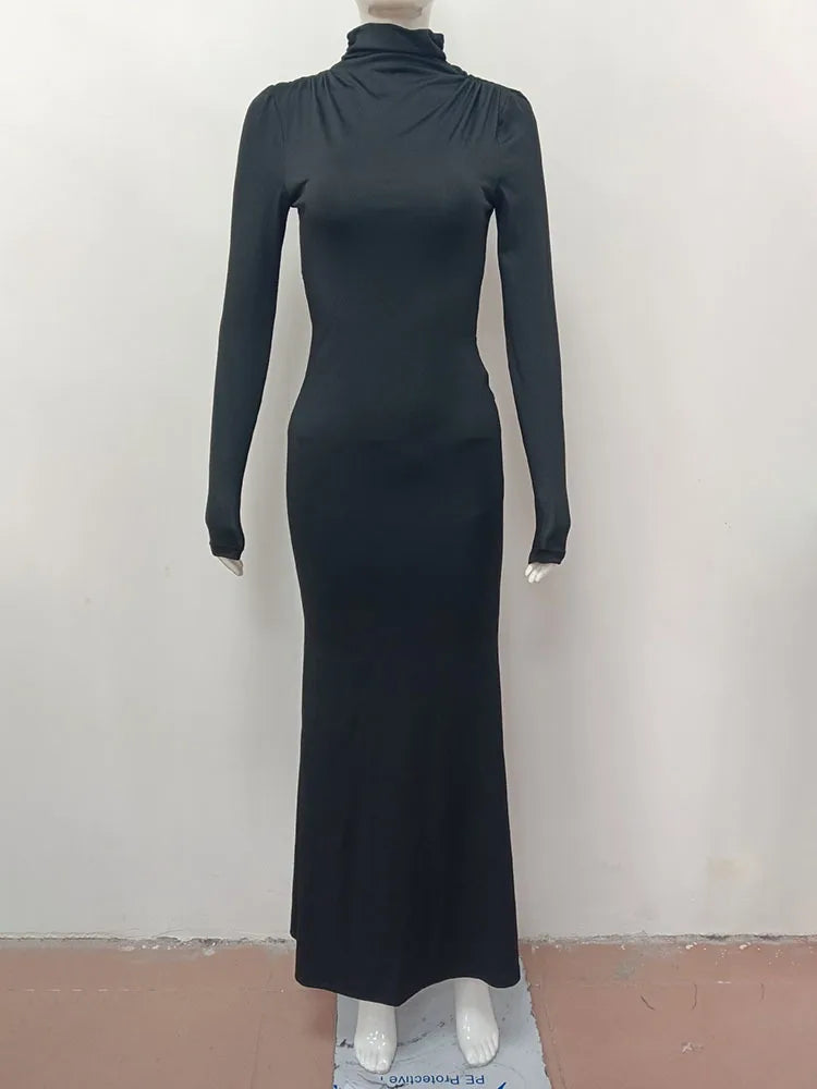 Maxi dress with open back and buckle decoration - TAHIL