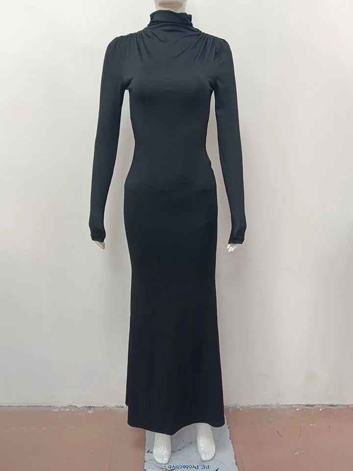 Maxi dress with open back and buckle decoration - TAHIL
